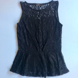 Black Lace Peplum Top